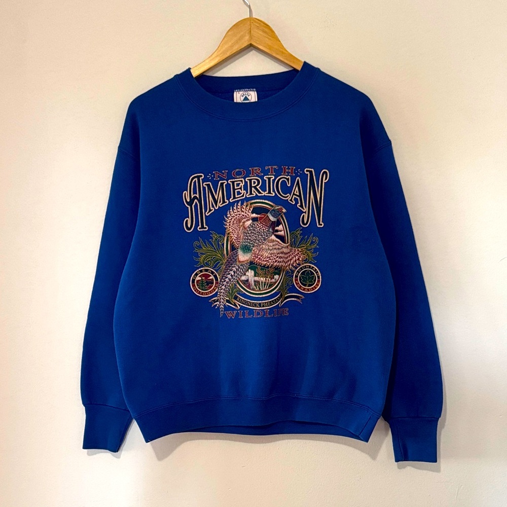 Vintage North American Wildlife Crewneck / Large / 90s